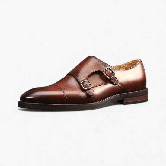 Men's handcrafted double-monk leather shoes