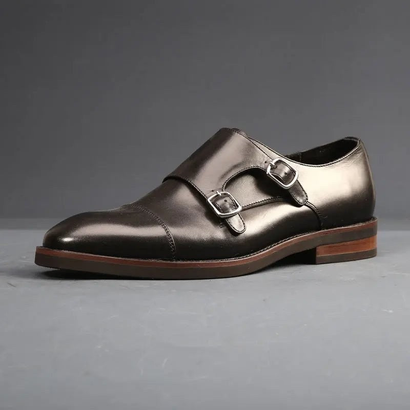 Men's handcrafted double-monk leather shoes
