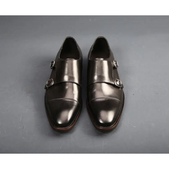 Men's handcrafted double-monk leather shoes