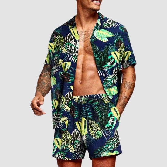 Men's Hawaiian-Print T-Shirt and Shorts Set