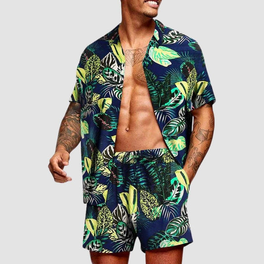Men's Hawaiian-Print T-Shirt and Shorts Set