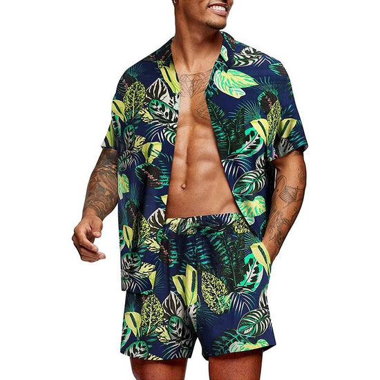 Men's Hawaiian-Print T-Shirt and Shorts Set