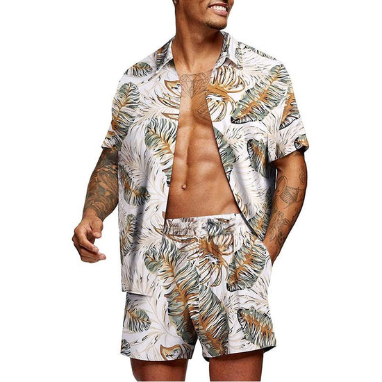 Men's Hawaiian-Print T-Shirt and Shorts Set