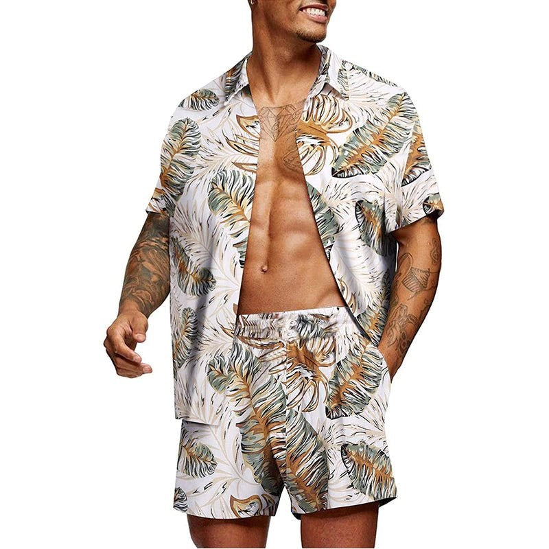 Men's Hawaiian-Print T-Shirt and Shorts Set