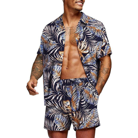 Men's Hawaiian-Print T-Shirt and Shorts Set