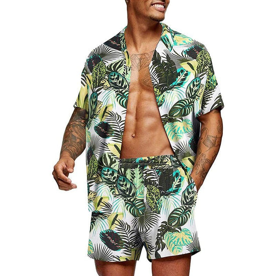 Men's Hawaiian-Print T-Shirt and Shorts Set