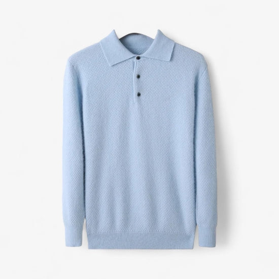 Men's Lightweight Wool Polo Sweater