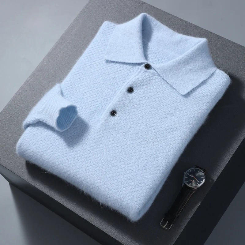 Men's Lightweight Wool Polo Sweater