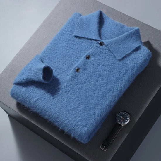 Men's Lightweight Wool Polo Sweater