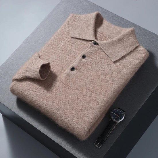 Men's Lightweight Wool Polo Sweater