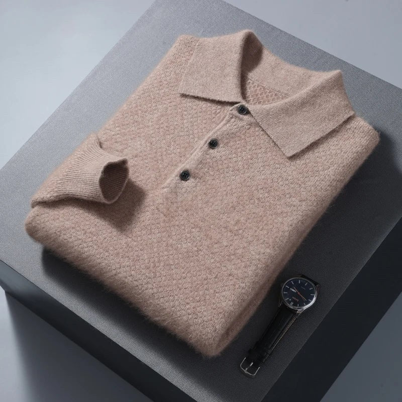 Men's Lightweight Wool Polo Sweater