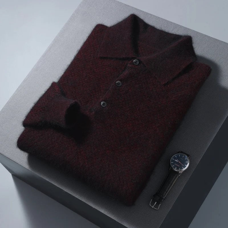 Men's Lightweight Wool Polo Sweater