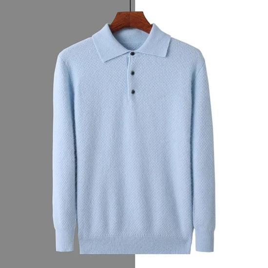 Men's Lightweight Wool Polo Sweater