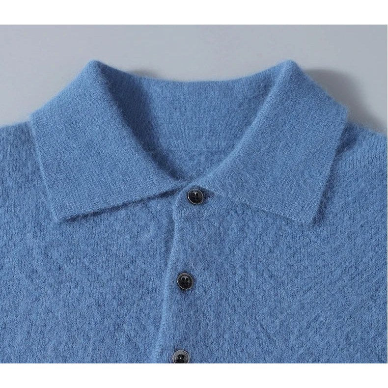 Men's Lightweight Wool Polo Sweater