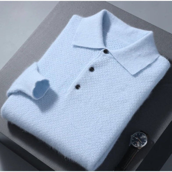 Men's Lightweight Wool Polo Sweater