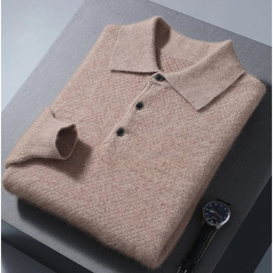 Men's Lightweight Wool Polo Sweater