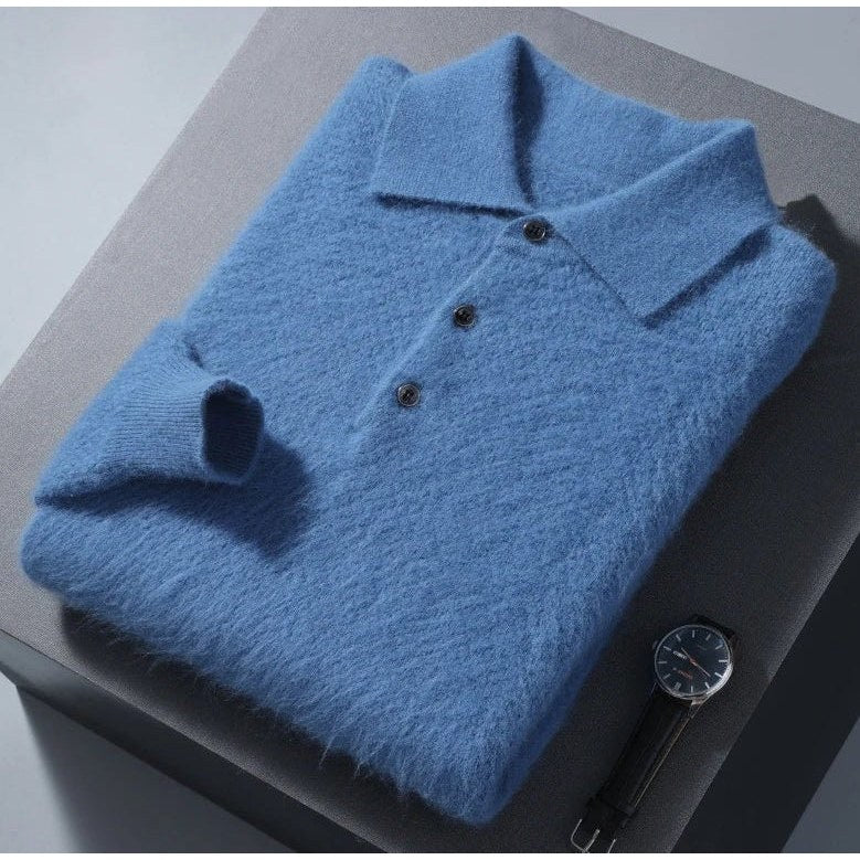 Men's Lightweight Wool Polo Sweater
