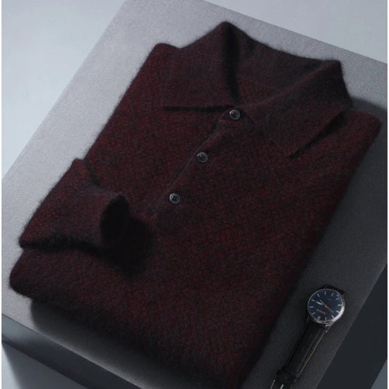 Men's Lightweight Wool Polo Sweater