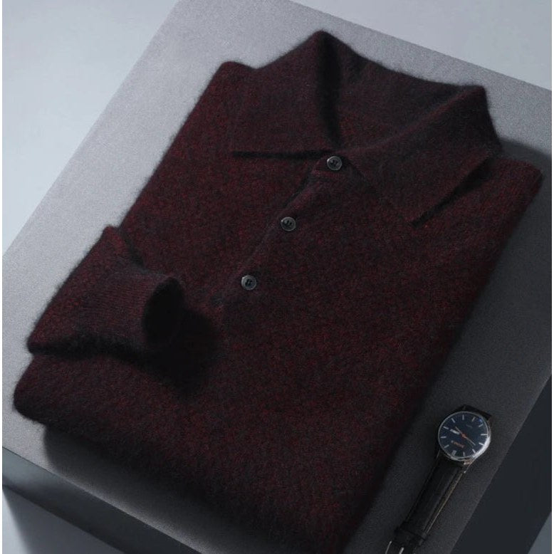 Men's Lightweight Wool Polo Sweater