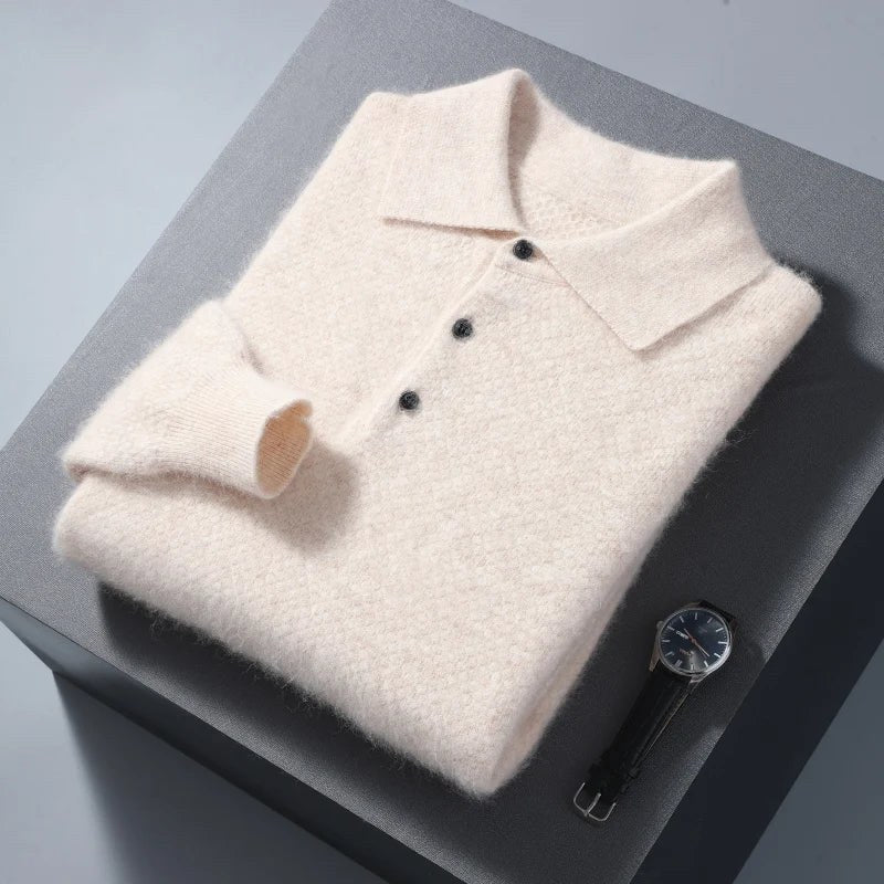 Men's Lightweight Wool Polo Sweater