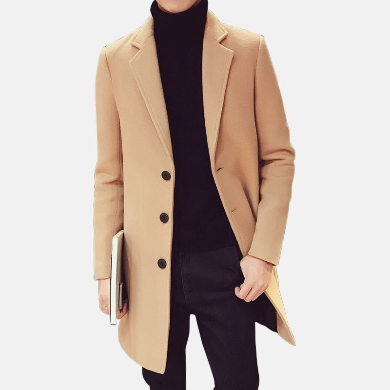 Men's long three-button coat