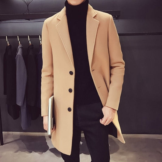 Men's long three-button coat