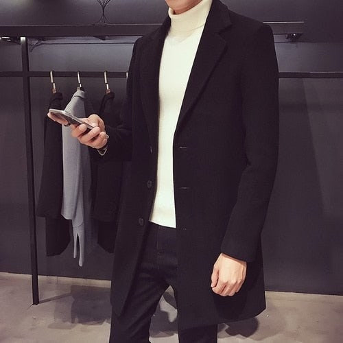 Men's long three-button coat