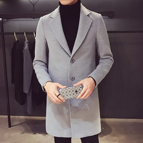Men's long three-button coat