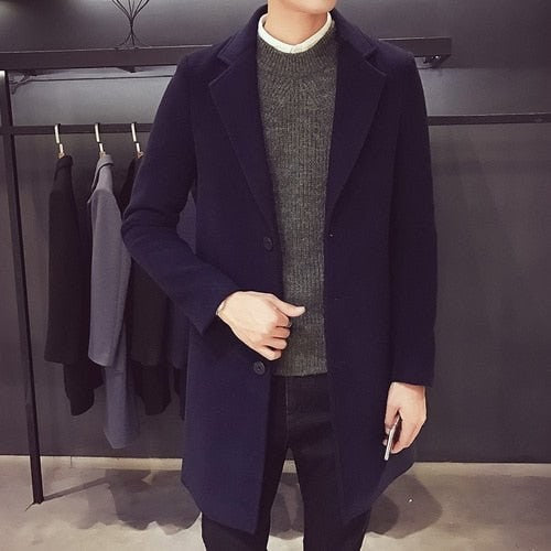 Men's long three-button coat
