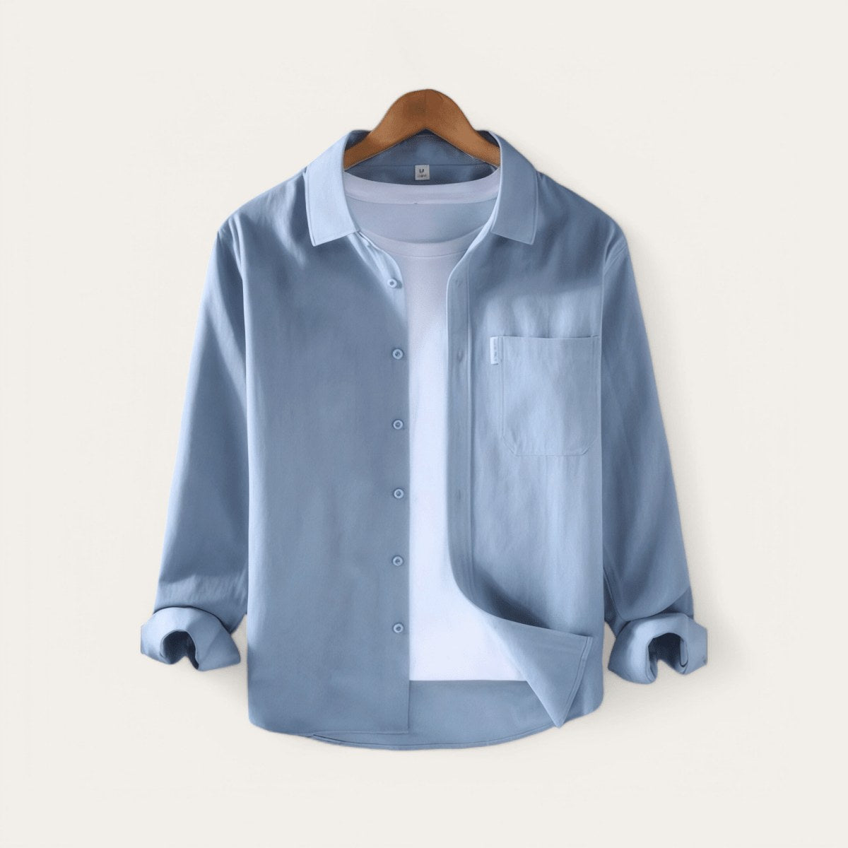 Men's loose-fit cotton button-up shirt