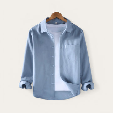 Men's loose-fit cotton button-up shirt