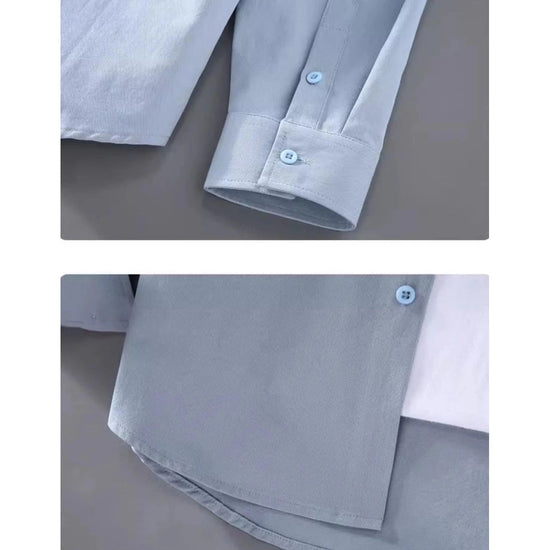 Men's loose-fit cotton button-up shirt