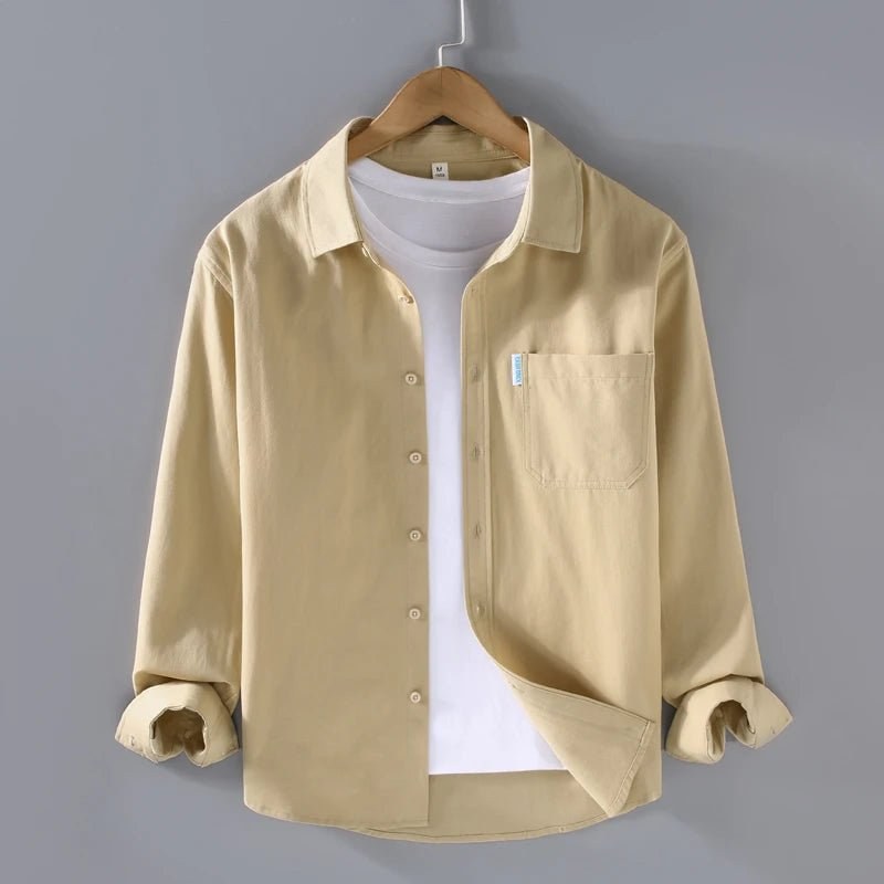 Men's loose-fit cotton button-up shirt