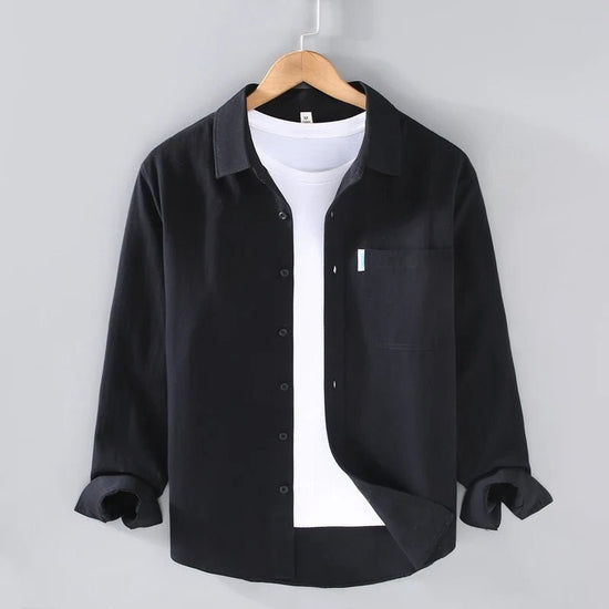 Men's loose-fit cotton button-up shirt