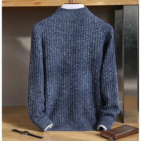 Men's merino wool zip-collar cardigan