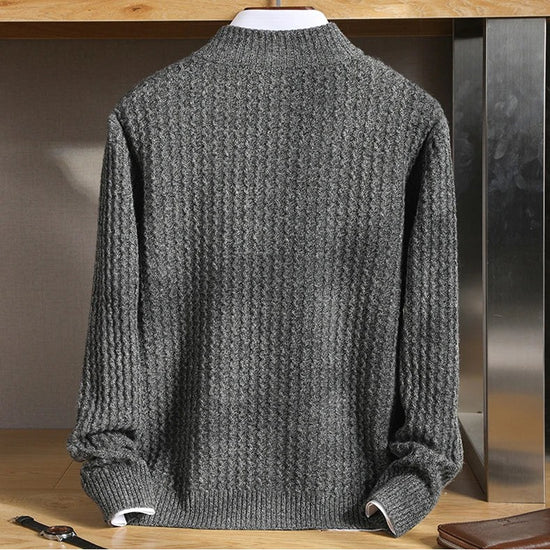 Men's merino wool zip-collar cardigan