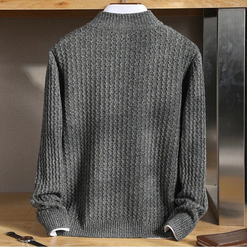 Men's merino wool zip-collar cardigan