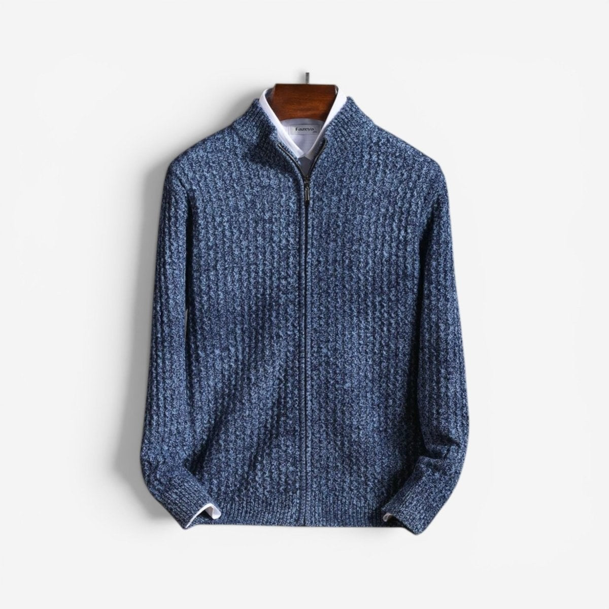 Men's merino wool zip-collar cardigan