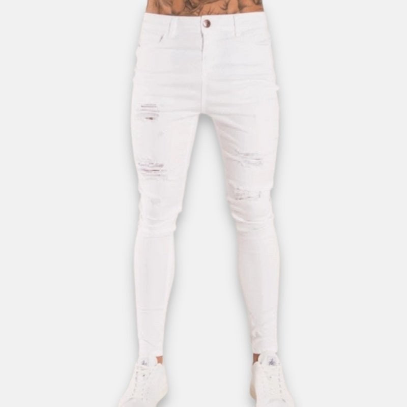 Men's mid-rise straight-leg stretch jeans