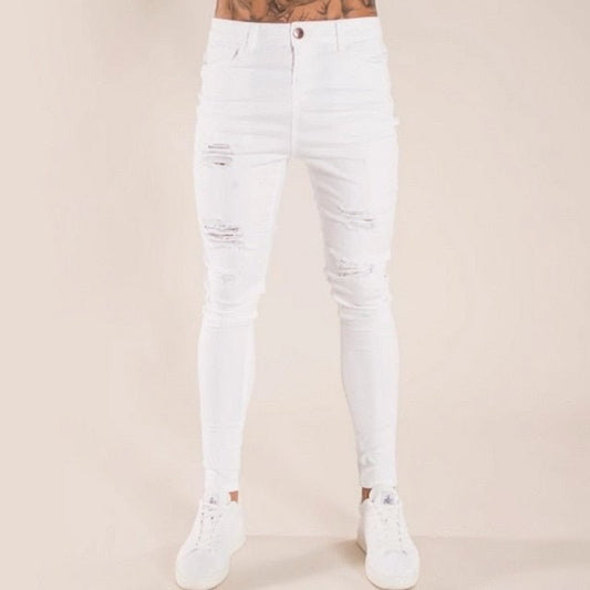Men's mid-rise straight-leg stretch jeans