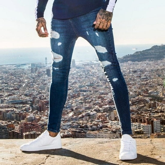 Men's mid-rise straight-leg stretch jeans