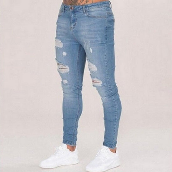 Men's mid-rise straight-leg stretch jeans
