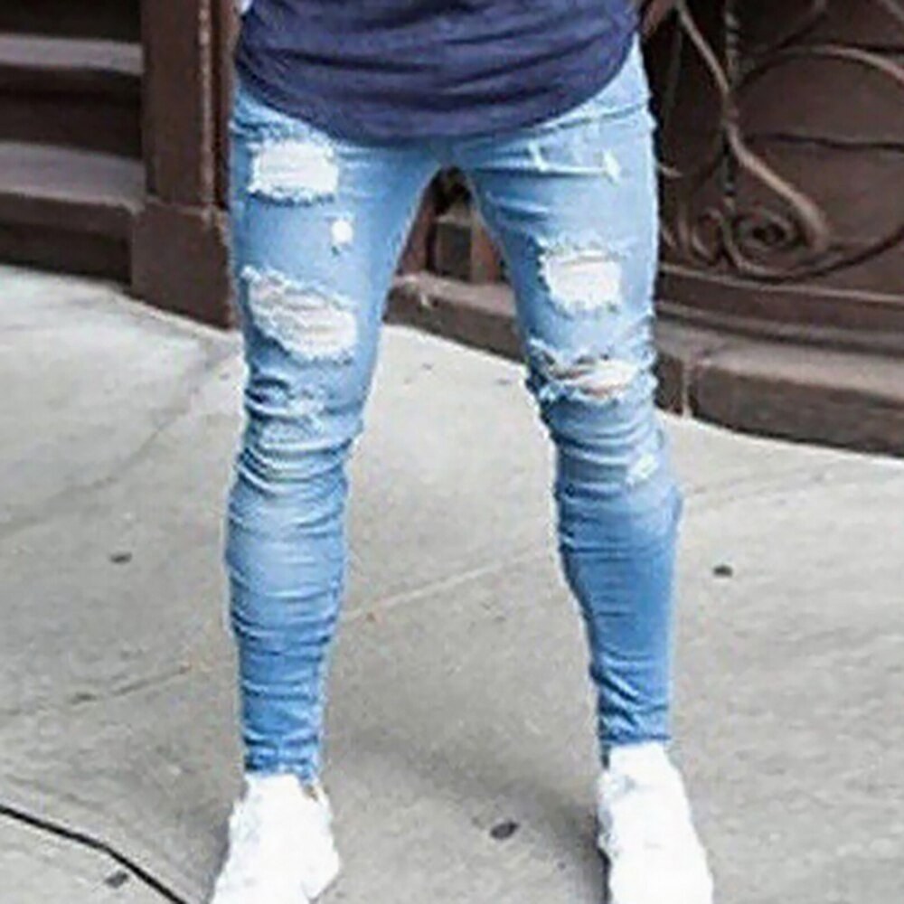 Men's mid-rise straight-leg stretch jeans