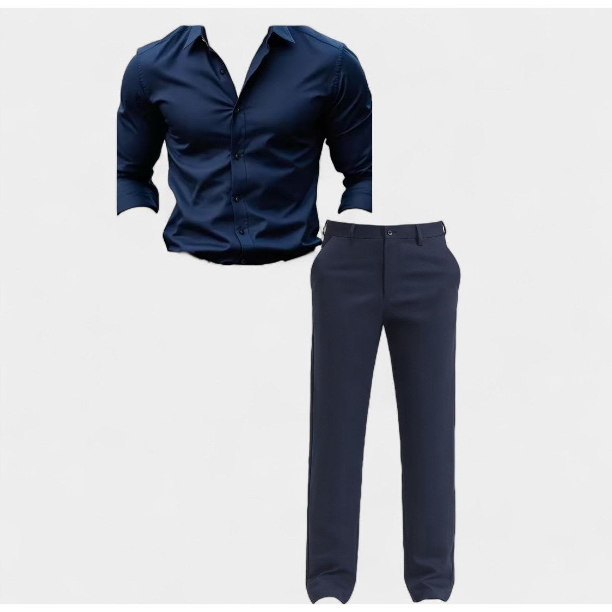 Men's navy blue shirt and navy blue trousers set