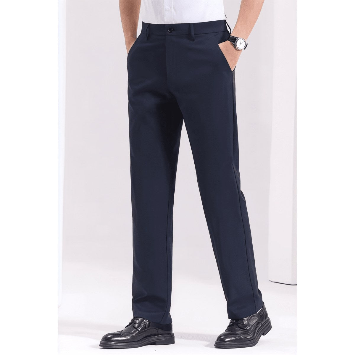 Men's navy blue shirt and navy blue trousers set