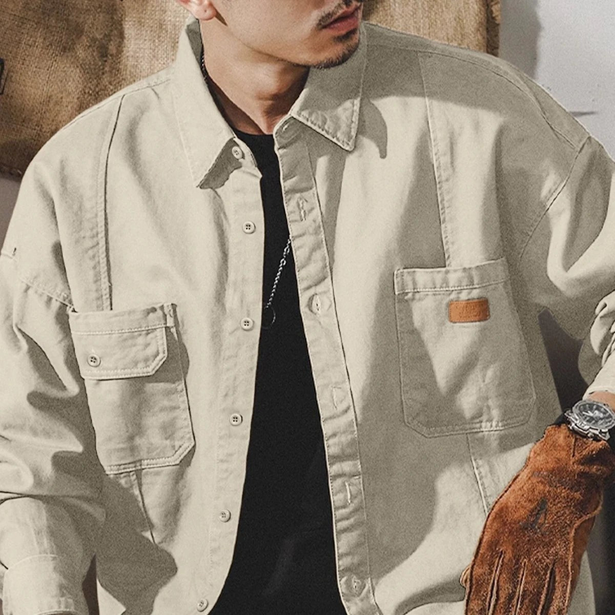 Men's Oversized Cotton Workwear Shirt