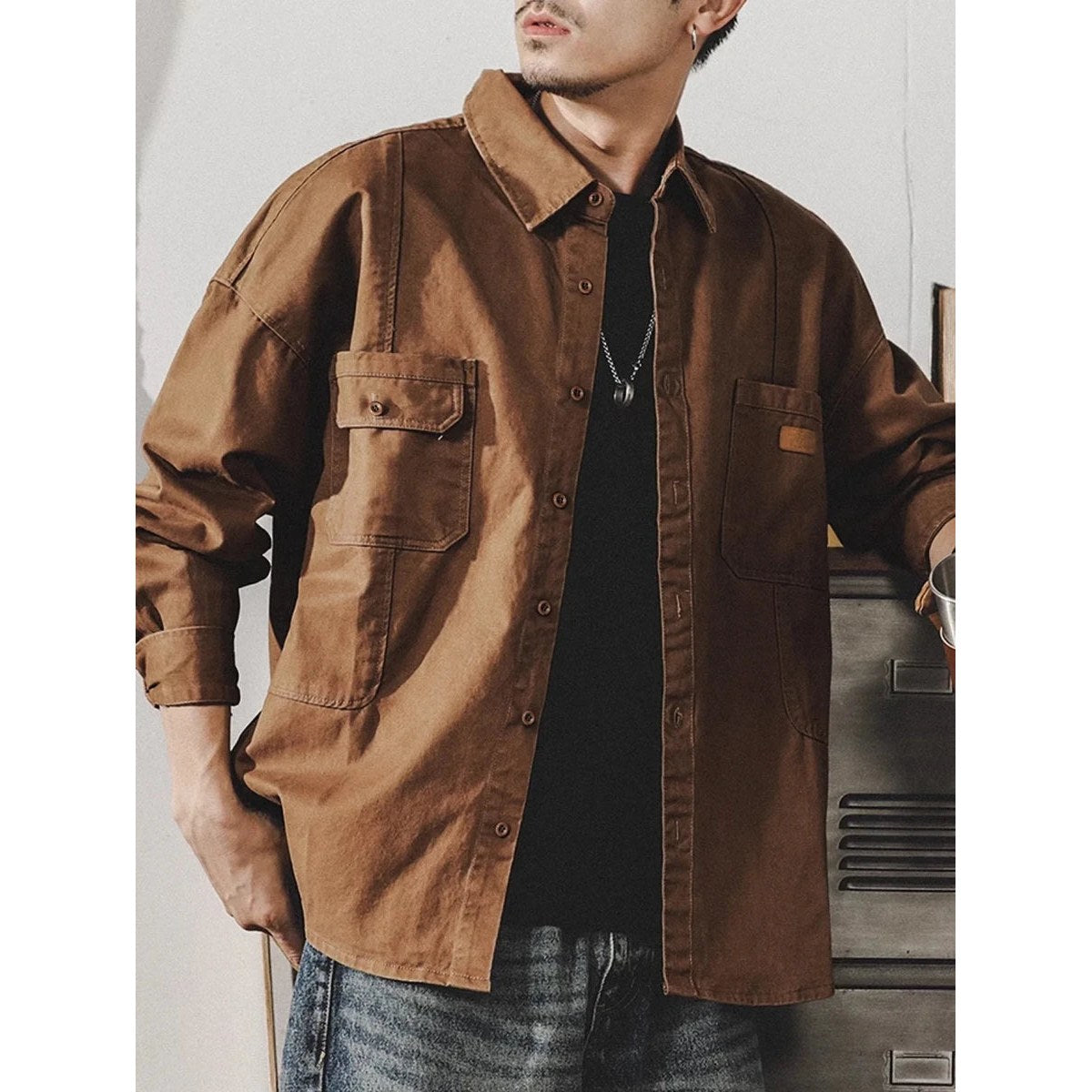 Men's Oversized Cotton Workwear Shirt