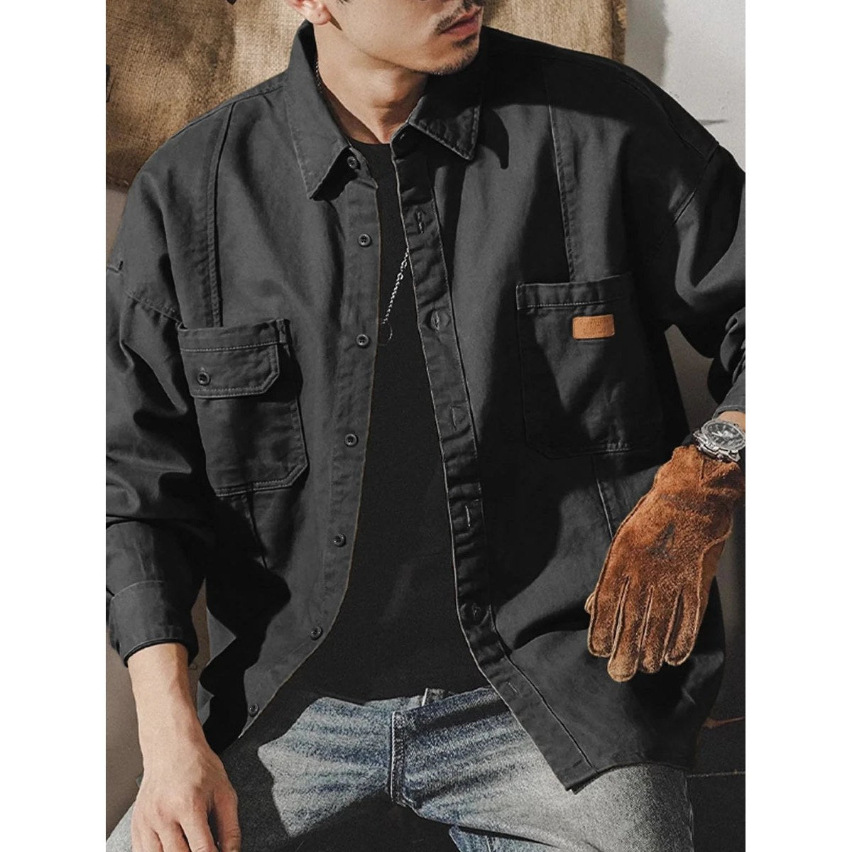 Men's Oversized Cotton Workwear Shirt