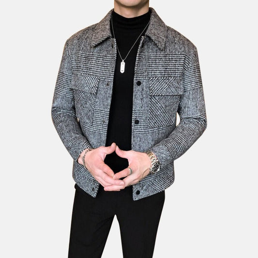 Men's patchwork pattern coat