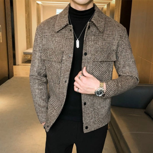 Men's patchwork pattern coat